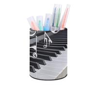 SLKMHFT Round Pen Holder Piano Keys with Musical Notes Printed Makeup Brush Organizer Office Pen Pencil Cup Multi Functional Desk Organizer Box for Home Office Stationery Holder