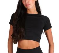 SLKY Seamless Crop Top for Girls Black Workout Running Sports Dance Activewear Crop Top by Silky Dance - Black - Youth