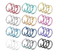 Sllaiss 48Pcs 20G Stainless Steel Nose Hoop Ring Simple CZ Round C Shape Open Nose Ring Mixed Color 8mm 10mm Nose Ring for Women Men Piercing Jewelry Set (rainbow 10mm)