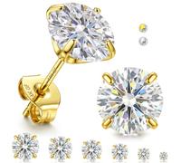 SLLAISS 6 Pairs Moissanite Studs Earrings 316L Stainless Steel
