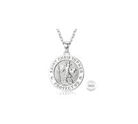 Sllaiss 925 Sterling Silver St Christopher Necklace: St Christopher medal Pendant with Adjustable Chain Catholic Protection Jewellery Religious Travel Amulet for Men Women