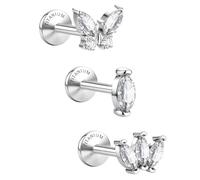 Sllaiss Medical Grade Titanium Earrings Screw Back : Hypoallergenic 18G Flat Back Earrings Internally Threaded Tragus Cartilage Conch Helix Piercing Jewellery Lip Stud for Women Sensitive Ears