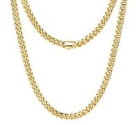 Sllaiss Mens Cuban Link Chain Necklace - 14K Gold Plated Stainless Steel Chains for Men Durable 5mm Thick Miami Curb Jewellery for Brother Father Non-Tarnish Necklaces18 inch