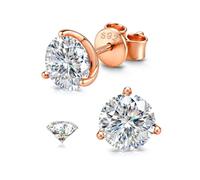 SLLAISS Moissanite Earrings Studs for Men Women - 18K Rose Gold Plated Solid 925 Sterling Silver Stud Earring Mens Moissanite Jewellery Hypoallergenic for Sensitive Ears Brilliant Round Cut 2ct