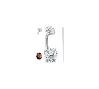 Sllaiss TItanium Belly Button Ring - Hypoallergenic Internally Threaded Moissanite Belly Rings 14G Navel Piercing Jewellery For Women Men Brilliant Cut Round simulated damond