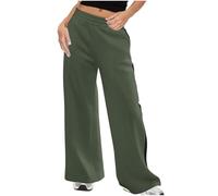 Sllowwa Sweat Pants for Womens Workout Wide Leg Elastic Waist Sweatpants Fashion Line Loose Trousers Women UK Work Business Casual Plus Size Fit Lounge Palazzo (AG, XL)