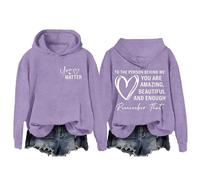 Sllowwa Women's Oversized Hoodie To The Person Behind Me Dear You Are Amazing Enough Unisex Long Sleeve Sweatshirt Aesthetic Pullover with (002 Purple, XL)