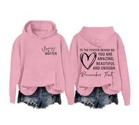 Sllowwa Women's Oversized Hoodie To The Person Behind Me Dear You Are Amazing Enough Unisex Long Sleeve Sweatshirt Aesthetic Pullover with (002 Pink, XXL)