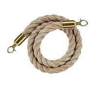 SLLSAGE Hemp Stanchion Rope with Gold Plated Hook, Rope Safety Barrier for Crowd Control, Event Entrances, Queue Barrier, Grand Openings, Wedding, Movie Theaters, Hotels, Party(Size:1.5 m / 4.92 ft)