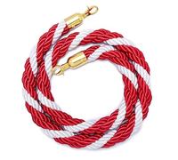 SLLSAGE Red White Stanchion Rope with Gold Plated Hook, Rope Safety Barrier for Crowd Control, Event Entrances, Queue Barrier, Grand Openings, Wedding, Movie Theaters, Hotels, P(Size:300 cm / 9.84 ft)