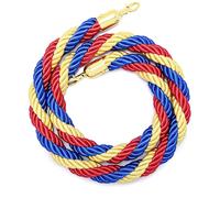 SLLSAGE Red Yellow Blue Stanchion Rope with Gold Plated Hook, Rope Safety Barrier for Crowd Control, Event Entrances, Queue Barrier, Grand Openings, Wedding, Movie Theaters(Size:2 m / 6.56 ft)