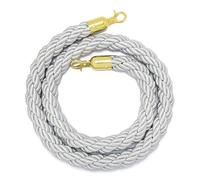 SLLSAGE Silver Stanchion Rope with Gold Plated Hook, Rope Safety Barrier for Crowd Control, Event Entrances, Queue Barrier, Grand Openings, Wedding, Movie Theaters, Hotels, Part(Size:300 cm / 9.84 ft)