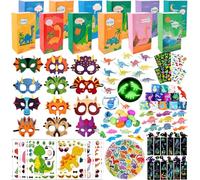 Slmeno Dinosaur Party Favors for 12 Kids, 10 Styles 168Pcs Dinosaur Birthday Party Supplies, Dinosaur Goodie Bag Stuffers, Dino Birthday Party Favors, Dino Party Gift Bag Fillers