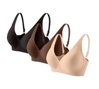 SLNLUYK 3-Pack Jelly Bras for Women - Seamless Bralettes Jelly Wireless Bra Full Coverage Sports Bra Set Comfort Soft Everyday Bras Ladies Push Up Deep V Bralette Non Wired Support Sleep Bralettes