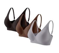 SLNLUYK 3-Pack Jelly Bras for Women - Seamless Bralettes Jelly Wireless Bra Full Coverage Sports Bra Set Comfort Soft Everyday Bras Ladies Push Up Deep V Bralette Non Wired Support Sleep Bralettes