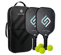 SLNSports Pickleball Paddles Set of 2 | Carbon Fiber/Fiberglass Pickleball Rackets Set | Carrying Case, 4 Balls | Pickleball Raquets for Kids and Adults | Beginners & Professionals (Carbon Fiber)