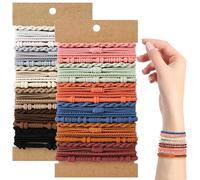 SLNZAPTY 48 PCS Boho Hair Ties, Elastic Hair Tie Bracelets for Women, No Damage, Ponytail Holders for Girls with Thick and Thin Hair - Multicolor