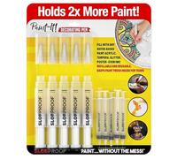 Slobproof Paint It! Decorating Pen, Refillable Paint Pens, Pack of 5 - Mess-Free Arts and Crafts Tool for All Ages - Wider Barrel Holds 2X More Paint - Fill with Chalk, Glitter, Metallic Paints