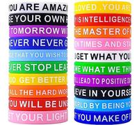 SlocciPro Inspirational Quotes Rubber Wristband Colorful Motivational Silicone Bracelet Stretch Unisex Wristband (40), Silicone