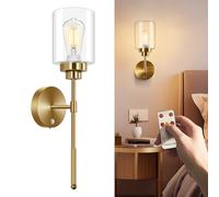 slochi 1 Pack Battery Operated Wall Sconce, Wireless 5200mAh Rechargeable Wall Lights with Remote, Dimmable Wireless Wall Sconces for Bedroom, Living Room, and Hallway, Gold