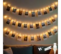 slochi 120LED Photo Clip Fairy Lights, 12M USB Powered Photo Peg Fairy Lights with 60 Clips Indoor, Copper Wire Plug in Hanging String Photo Frames Decoration for Bedroom Wedding Party Christmas