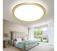 slochi 29CM LED Ceiling Light, 24W 2400LM Bathroom Lights 3000K/4000K/6500K, Flush Round Waterproof Ceiling Fittings Lighting for Bedroom Kitchen Living Room Indoor Gold