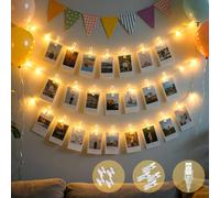 slochi 50LED 5M Photo Clip String Lights, USB Powered Photo Peg Fairy Lights with 30 Clips Indoor, Copper Wire Hanging String Photo Frames Decoration for Bedroom Wedding Party Christmas Decorations