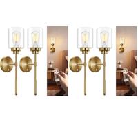 slochi Battery Operated Wall Sconce Set of 2, Wireless 5200mAh Rechargeable Wall Lights with Remote, Dimmable Wireless Wall Sconces for Bedroom, Living Room, and Hallway (Gold) (Pack of 2)