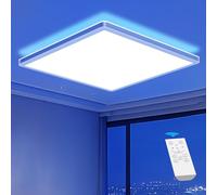 slochi RGB LED Ceiling Light 3000-6000K, 25W 3200LM Bathroom Light Dimmable with Remote Control, RGB Color Changing Backlight, Square Flush Ceiling Lights for Bedroom,Kids Room,Kitchen,Living Room