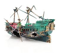 SLOCME Aquarium Shipwreck Decorations - Air Bubbler Sunken Ship Ornament, Fish Tank Air Action Aerating Decorations
