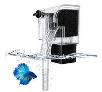 SLOCME Mini Waterfall Aquarium Filter, Adjustable Flow Hang-on-Back Filter for 1-10 Gallon Fish Tanks, Quiet 3W Filter for Betta Fish, Shrimp & Small Aquariums