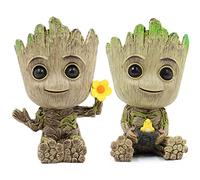 SLOCME Planter Groot Flower Pot - Guardians of The Galaxy Groot for Pen Holder、Desk Ornament、Plants Pot with Drainage Hole (2 Pack)