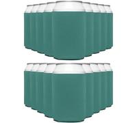 SloCool 25 Pack Teal Blank Can Cooler Sleeves, Customizable Bulk Insulated Foam for Beer, Collapsible Plain Drink Holder, Cold Soda Insulator, 12oz Regular, 16oz Tall Cans