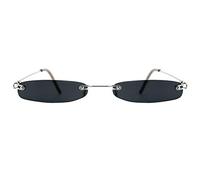 Slocyclub Vintage Rectangle Skinny Sunglasses, Retro Small Thin Sunglasses for Women Men, 01-black(rimless), 51-23-138