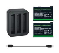 SLODA Action Camera Battery (2 Pack) for Insta 360 X3 with 3-Channel USB Fast Charger[3.85V 1850mAh](Battery Waterproof)
