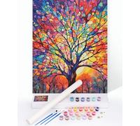 Slody Paint by Numbers Kit for Adults Tree of Life DIY Acrylic Paint by Number for Adults Beginner Colorful Botanical Painting Kits Crafts Hobby for Adult Without Frame, 16x20 inch