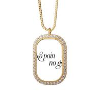 Slogan No Pain No Gain Art Deco Fashion Necklace Pendant Diamond Crystal Golden Jewelry