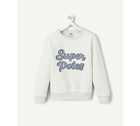 Slogan Pattern Sweatshirt in Cotton Mix with Crew Neck Ivory