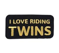 Slogans for Jeans Jacket Clothes Motorcycle Biker Rider Clothing Badge Iron on Sew on Embroidered Patch appliqué (I Love Riding Twins)