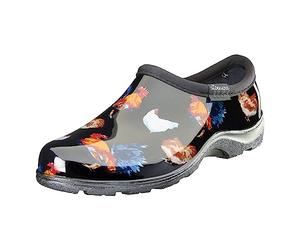 Sloggers Original Waterproof Rain and Garden Shoe for Women- Outdoor Slip-On Garden Clog - Made in The USA with Premium Comfort Insole and Arch Support, Classic Chicken Black, 7 UK