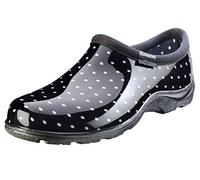 Sloggers Women's Slip-on Waterproof Comfort Shoe, Polka Dot Print Black and White, 9 UK