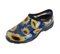 Sloggers Original Waterproof Rain and Garden Shoe for Women- Outdoor Slip-On Garden Clog - Made in The USA with Premium Comfort Insole and Arch Support, Sunflower Print Blue, 7 UK
