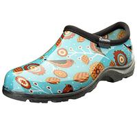 Sloggers Womens Waterproof Garden Shoes - Slip on Rain Garden Clogs with Premium Comfort Support Insole (Burgundy Turquoise) (Size 10)