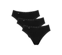 Sloggi Womens 24/7 Cotton Lace Tai Briefs in Plain Black and White - 3 Pair Pack