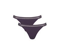 Sloggi Women's GO Ribbed Tanga C2P Underwear, Blue-Light Combination, L (Pack of 2)