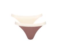 Sloggi Womens GO Ribbed Tanga C2P - Brown Cotton - Size Large