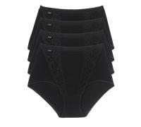 Sloggi Womens Chic Maxi 4 Pack Briefs - Black Cotton - Size Small