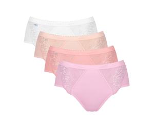 Sloggi Chic Midi Brief Lace Knickers 4 Pack 85% Cotton 10214674