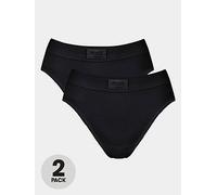 Sloggi Double Comfort Tai 2 Pack - Black, Black, Size 10, Women Black