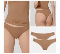 Sloggi Womens GO Brazil 2 Pack Briefs - Brown Cotton - Size Large